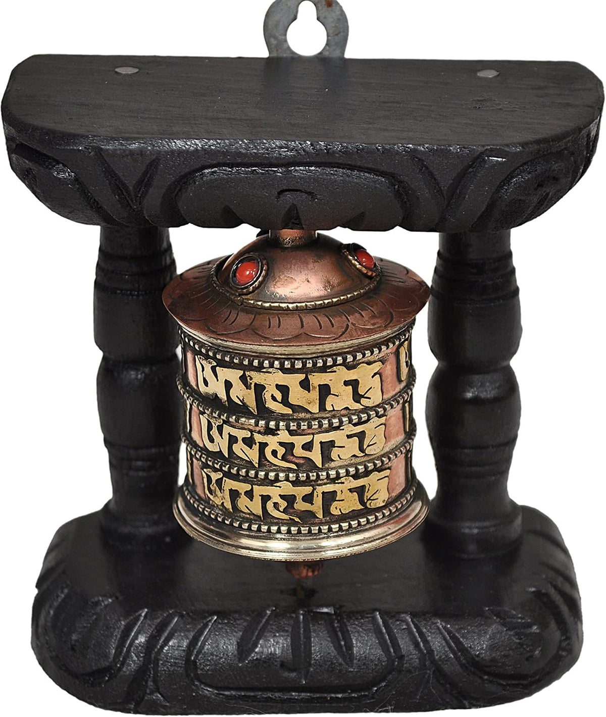 Kasthamandap  Tibetan Hand Craving Om Mani Padme Hum Wall Hanging Prayer Wheel