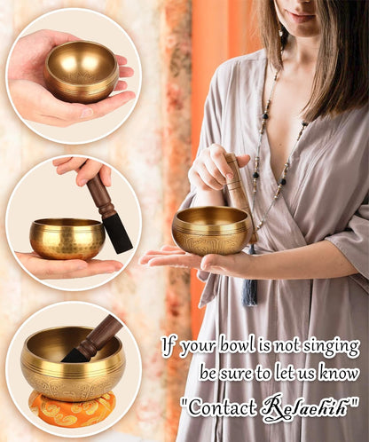 2-Pack Tibetan Singing Bowls Set - 100% Handmade in Nepal, Sound Bowl Meditation Set for Yoga, Chakra Healing, Meditation Gifts, Unique Gifts for Women (Blue, 3.15 + 4 Inch)