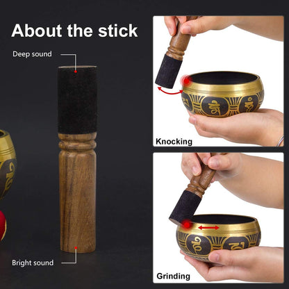 Tibetan Handcrafted Nepal Singing Bowl, 4.5 Inch Master Healing Grade, Pure Tone Sound Art Bowls Meditation Accessories Set for Yoga, Chakra Healing, Mindfulness, Stress Relief, Self-Regulation Gift