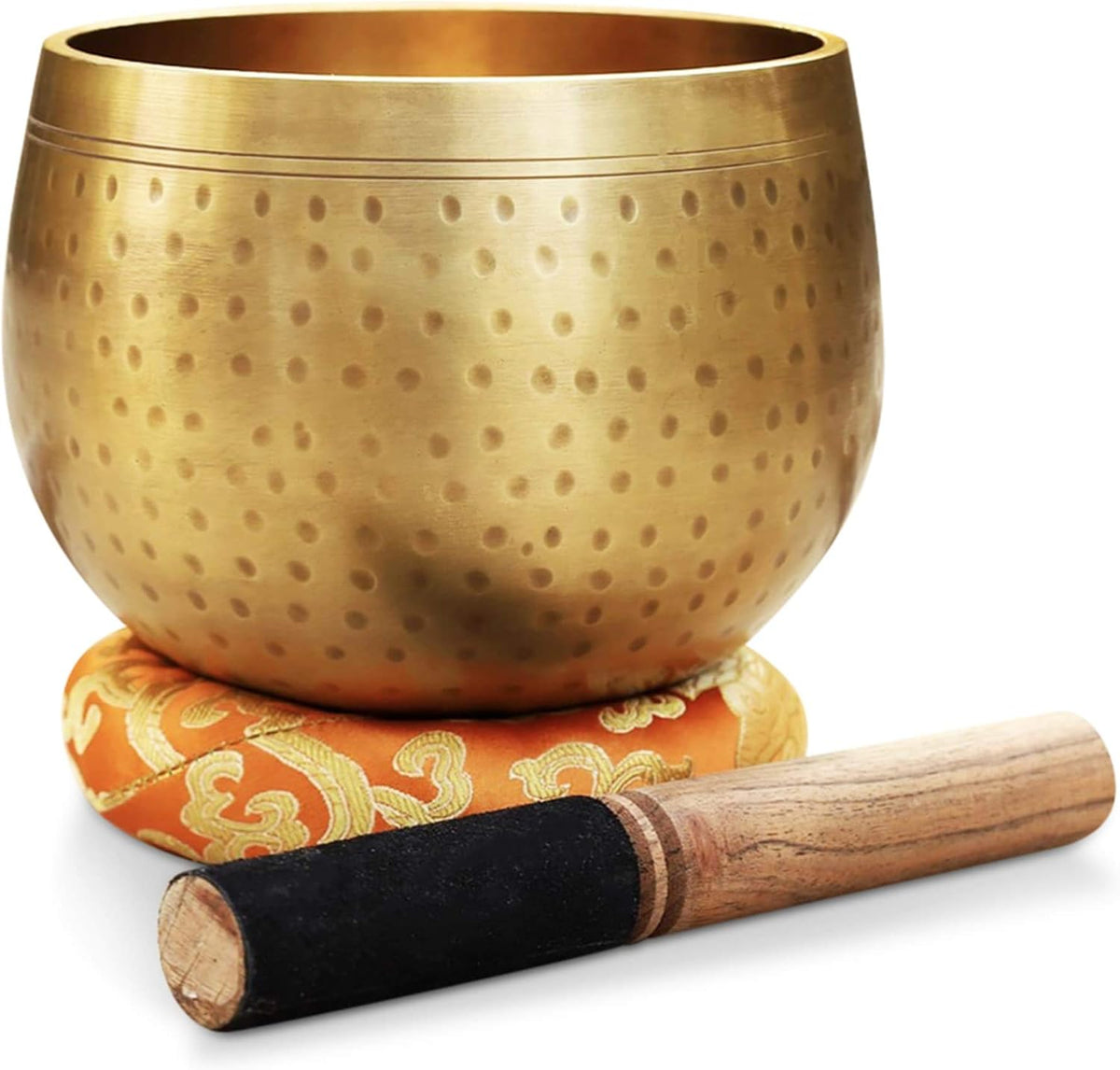 Tibetan Ring Gong Meditation Singing Bowl Mallet Cushion Set (Jumbo)