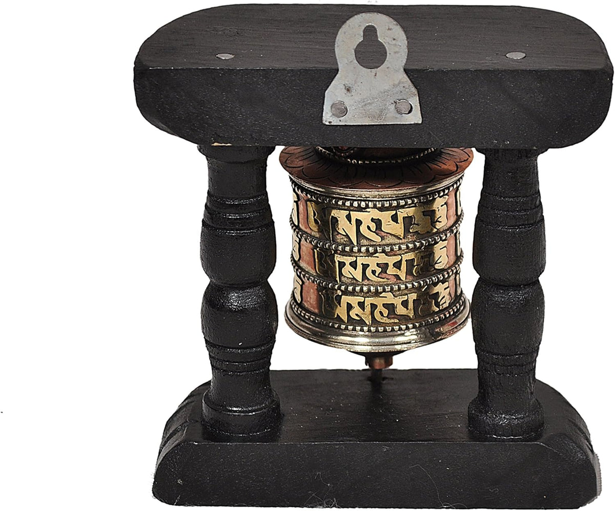 Kasthamandap  Tibetan Hand Craving Om Mani Padme Hum Wall Hanging Prayer Wheel